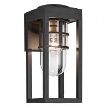 Kichler 59137BKT - Hone 13 Inch 1 Light Outdoor Wall Light with Clear Glass In Textured Black with Natural Brass Accent