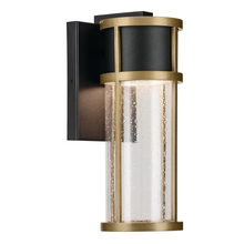Kichler 59139BKT - Camillo 12 Inch LED Outdoor Wall Light with Clear Seeded Glass In Textured Black with Natural Brass