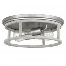 Worldwide Lighting Corp E30027-015 - Newport 2-Light Galvanized & Ocala Oak Flush Mount 13“ X 13” X 4.75“