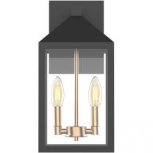 Worldwide Lighting Corp E10050-017 - Tybee 2-light Gold CAndelabra Outdoors 15" Wall Scone Lamp Matte Black Finish