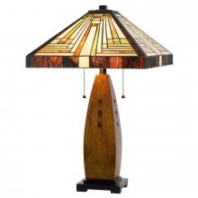 CAL Lighting BO-3013TB - 60W x 2 Tiffany table lamp with pull chain switch with resin lamp body