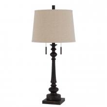 CAL Lighting BO-3024TB - 60W x 2 Torrington resin table lamp with pull chain switch and hardback linen shade