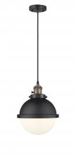 Innovations Lighting 201CSW-BAB-HFS-81-BK-LED - Hampden - 1 Light - 9 inch - Black Antique Brass - Cord hung - Mini Pendant