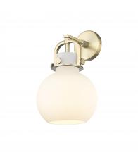 Innovations Lighting 410-1W-BB-G410-8WH - Newton Sphere - 1 Light - 8 inch - Brushed Brass - Sconce