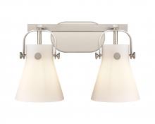 Innovations Lighting 423-2W-SN-G411-6WH - Pilaster II Cone - 2 Light - 17 inch - Satin Nickel - Bath Vanity Light