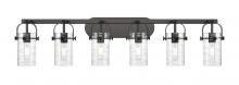 Innovations Lighting 423-6W-BK-G423-7DE - Pilaster II Cylinder - 6 Light - 44 inch - Matte Black - Bath Vanity Light