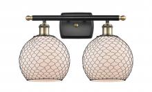 Innovations Lighting 516-2W-BAB-G121-8CBK-LED - Farmhouse Chicken Wire - 2 Light - 18 inch - Black Antique Brass - Bath Vanity Light