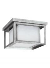 Generation Lighting 7903997S-57 - Hunnington contemporary 1-light outdoor exterior led outdoor ceiling flush mount in weathered pewter