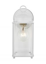 Generation Lighting 8593-15 - New Castle traditional 1-light outdoor exterior large wall lantern sconce in white finish with clear