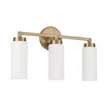 Capital 151731AD - 3-Light Cylindrical Vanity in Aged Brass with Faux Alabaster Glass