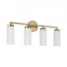Capital 151741AD - 4-Light Cylindrical Vanity in Aged Brass with Faux Alabaster Glass