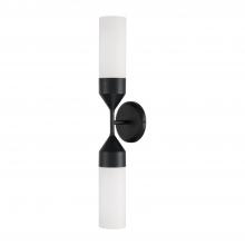 Capital 652421MB - 2-Light Cylindrical Sconce in Matte Black with Soft White Glass