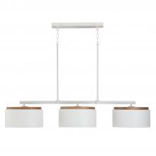 Capital 850931LT - 3-Light Linear Chandelier in White with Mango Wood and Matte White Metal Shades