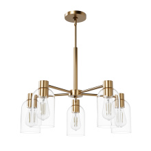 Hunter 49082 - Hunter Lochemeade Alturas Gold with Clear Glass 5 Light Chandelier Ceiling Light Fixture