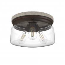 Hunter 19151 - Hunter Devon Park Onyx Bengal and Barnwood with Clear Glass 3 Lt Flush Mount Ceiling Light Fixture