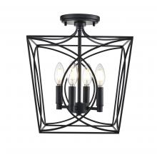 Millennium 4004-MB - Tracy 4-Light Semi-Flush Ceiling Mount Matte Black