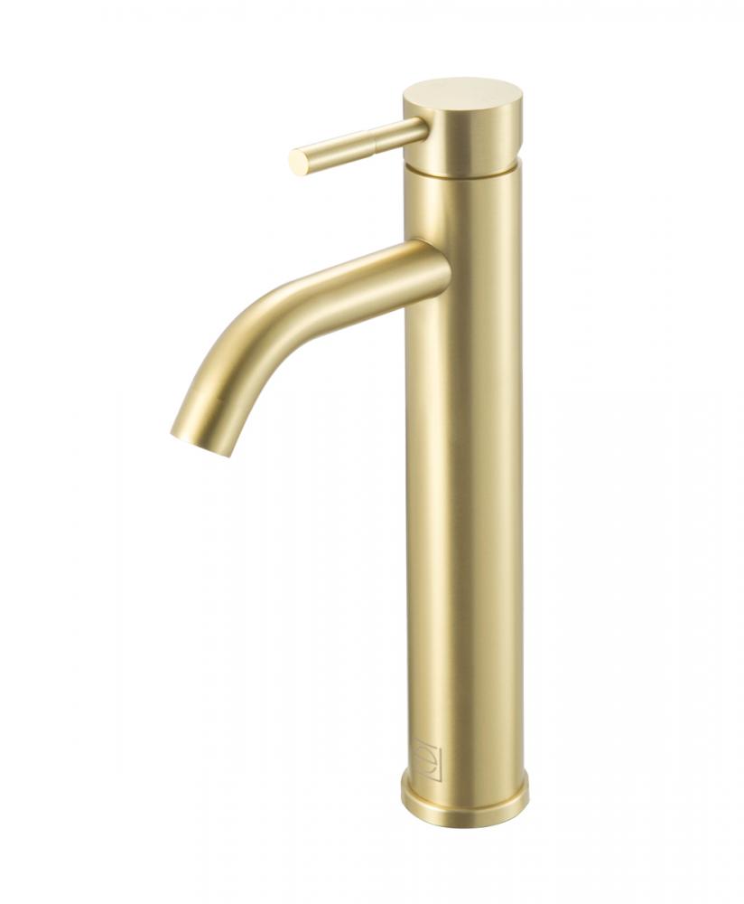 Victor Single Hole Single Handle Bathroom Faucet in Brushed Gold
