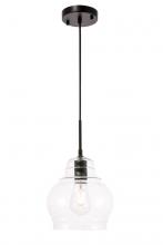 Elegant LD6198BK - Pierce 1 Light Black and Clear Seeded Glass Pendant