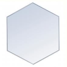 Elegant MR4538S - Metal frame hexagon mirror 38 inch in silver