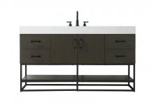 Elegant VF29260MMB - Vanity Cabinet 2Dr 4Dw 60x21.5x34 Mocha Brown