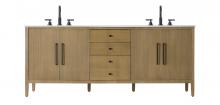 Elegant VF29684DLO - Vanity Cabinet 4Dr 3Dw 84x21.5x35 Linen Oak