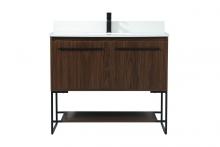 Elegant VF42540MWT-BS - 40 inch Single bathroom vanity in walnut with backsplash