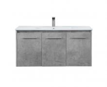 Elegant VF44040CG - 40 Inch Single Bathroom Floating Vanity in Concrete Grey