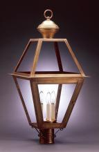 Northeast Lantern 1073-VG-LT3-SMG - Post Verdi Gris 3 Candelabra Sockets Seedy Marine Glass