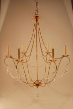 Northeast Lantern 959-DAB-LT6-CRY - Hanging Dark Antique Brass 6 Candelabra Sockets With Crystals